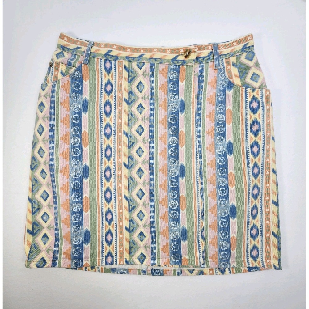 Vintage Vivaldi Jeanswear Denim Wrap Skirt 16 Petite Southwest Cowgirl USA - Picture 1 of 8